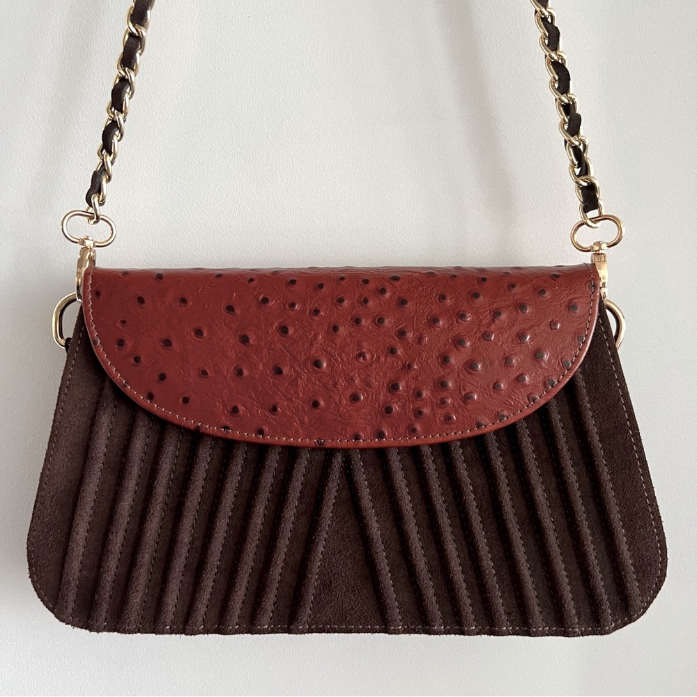 1OAK Handcrafted Brown Suede Purse NWOT